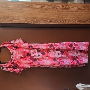 Colleen Lopez Maxi Pink Floral Dress Sz L